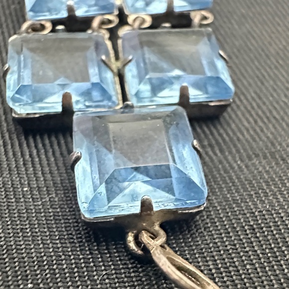 Vintage Sterling Link Bracelet w blue Topaz Gemstones - Picture 5 of 7